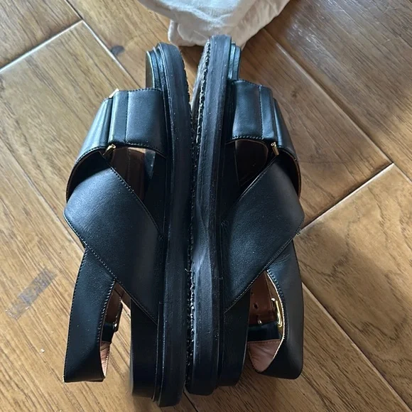 Auth. Marni black leather Fussbett sandal - Picture 4 of 7